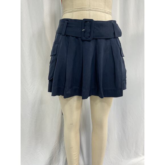 Reformation Navy Pleated Skirt - Picture 1 of 3